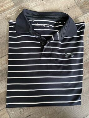 Under Armour Men’s Black Polo with White Stripes